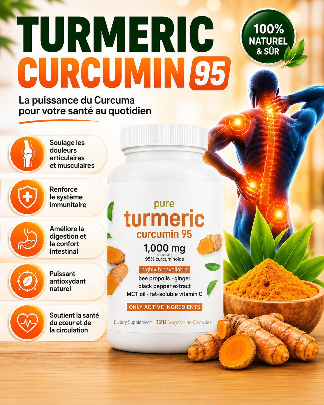 🌿 TURMERIC CURCUMIN 95 La puissance concentrée du curcuma pour votre bien-être quotidien