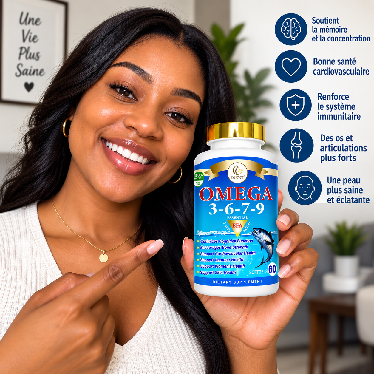 🧠 OMEGA 3-6-7-9 DUOZI® — Protection Cœur, Cerveau & Énergie