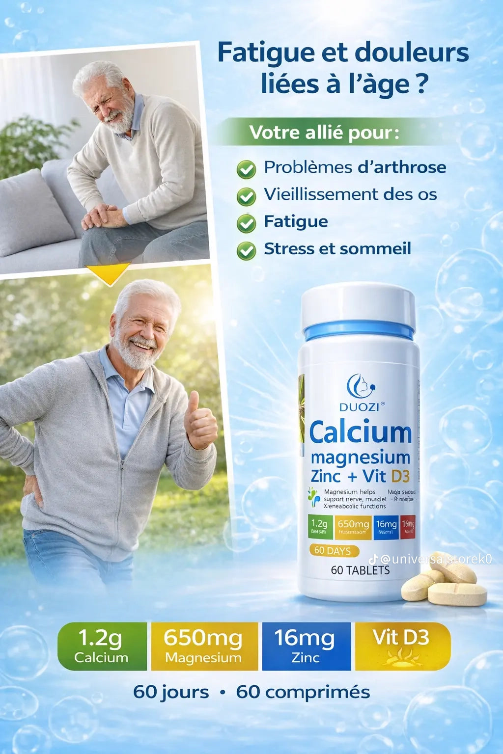 💪 Calcium + Magnésium + Zinc + Vitamine D3